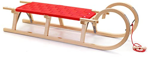 HolzFee Baran S 120 Hörnerschlitten/Gurtschlitten mit Farbauswahl (Rot)