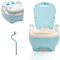 Ikodm Baby Toilette Toilettensitz,Kinder Töpfchen, Typ der Schublade Baby Potty, Toilettentrainer mit Griffe, Bürste, weiches PU-Kissen, Babytopf Anti-Spritzschutz, Cartoon Deckel（Blau）