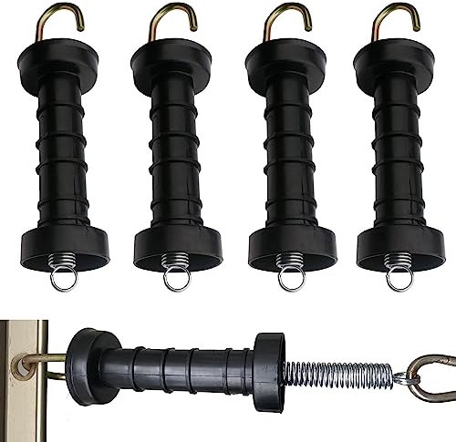 5Pcs Electric Fence Gate Handles, Electric Fencing Insulated Gate Break Handles, Spring Tension Gate Handle for Fencing, Easy to Grip (Black)