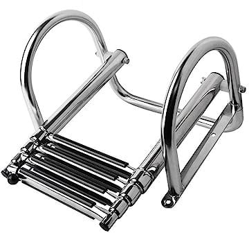 Ddasam Boat Ladder Stainless Steel Telescopic Ladder Pool Ladder Yacht Folding Stainless Upper Platform Pontoon Ladder For Dock/Swim Pool/Marine