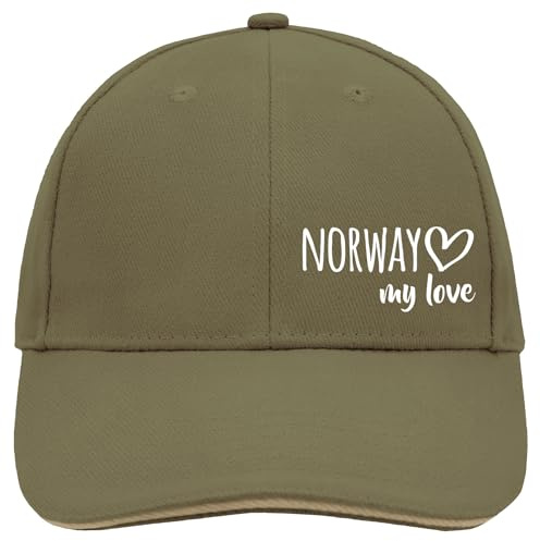 Huuraa Cappy Mütze Norway My Love Olive/Beige Baumwolle 6-Panel Kappe Geschenkidee