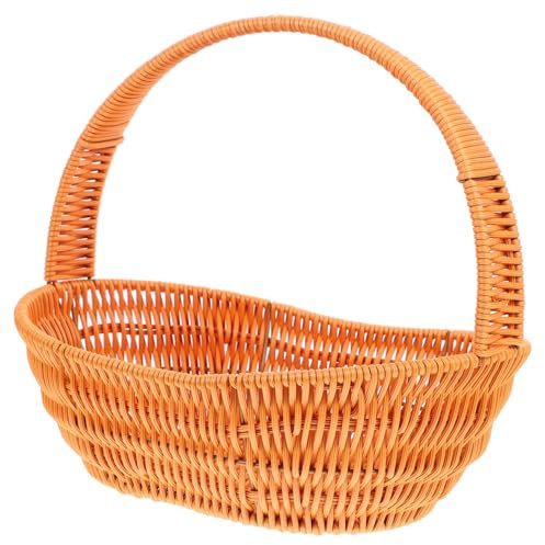 Cesta de mano de imitación de ratán, cesta tejida a mano, cesta de picnic de mimbre, cesta de ratán, cesta de plantas de paja, cesta de embalaje, regalo de cestería Pp pequeño reutilizable