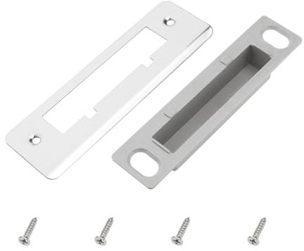 VGOL 1 Set of Door Lock Plate 108mm Hole Center Distance with Screws Stainless Steel Door Strike Plate for Home Light Grey Door Accessories,132x41.7mm