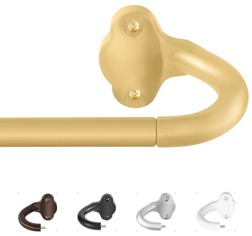 TVWOO Gardinenstangen, 1,6 cm Durchmesser, verstellbar, Verdunkelungsvorhangstangen, für Schlafzimmer, Küche, Wohnung, einfach zu installieren, 91,4–183 cm, goldfarbenes Messing