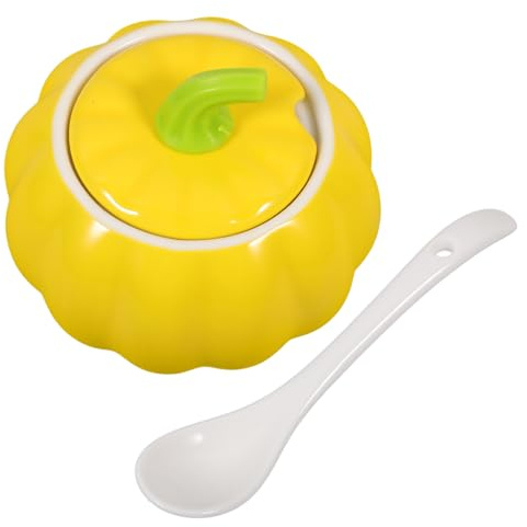 Cabilock Zuckerdose Keramik Gewürzdose Gewürzgläser, Halloween-Kürbis-Dekorationen Zuckerdose mit Deckel und Löffel für Küche, Haushalt, Kaffee Bar