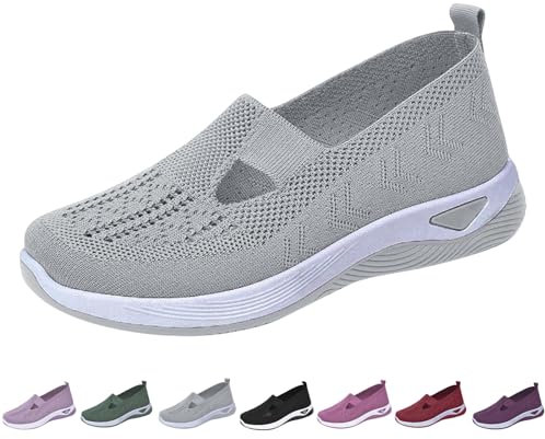 Grey Summer Walking Shoes - Women's Slip-On Orthopedic Indoor Shoes UK