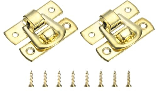 QUARKZMAN 2 Stück Hasp Schloss, 30 x 18mm Retro Box Knebelverschluss Metall Schnalle Verschlüsse Kofferverschluss mit Schrauben für Schmuckkästchen Koffer Werkzeugkasten Holzkiste, Gold