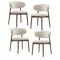 Lot de 4 chaises de salle à manger modernes avec pieds en bois, chaise d'appoint en tissu confortable rembourrée pour cuisine, coiffeuse, salon (couleur : beige)