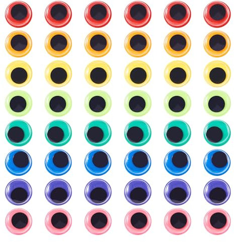 Cheriswelry Selbstklebende Wackelaugen, Cabochons, bewegliches Bastelaugen, 15 mm, zum Aufkleben, bunte Augäpfel für Heimwerker, Puppen, Teddybär, Tierzubehör, 320 Stück