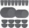 Makamsui Juego de vajilla de plástico de 32 piezas, platos reutilizables para 8 personas, platos de plástico irrompible para camping, picnics, fiestas, reuniones familiares, gris oscuro