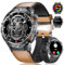 Smartwatch Herren mit LED Taschenlampe Telefonfunktion/600mAh Lange Akkulaufzeit/AMOLED Display 5ATM Wasserdicht Herzfrequenz/Schlafmonitor 120 Sportmodi Android iOS Sportuhr für Herren