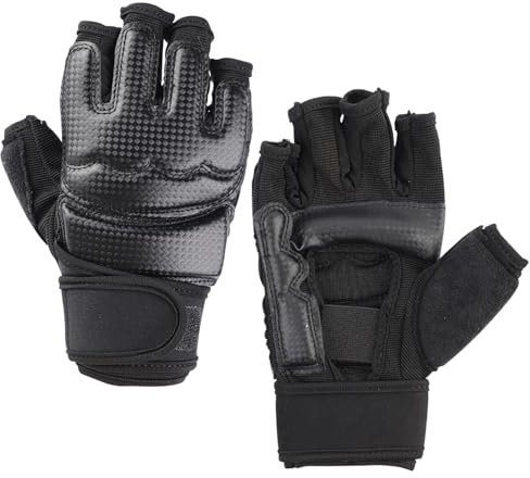 Hwtcjx Guantoni Boxe, Guanti Sacco Boxe, Guantoni da Boxe per Bambini, Guanti da Karate MMA Aekwondo Allenamento Arte Marziale Combattimento Muay Thai (Nero, S)