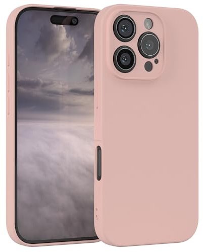 EAZY CASE Coque de protection en silicone pour iPhone 16 Pro, en silicone rose, souple, résistante aux chocs, avec protection de l'appareil photo, fine, protection TPU, antichoc, vieux rose pastel mat
