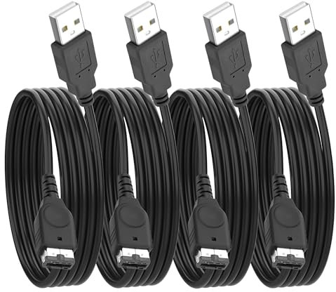 MEIRIYFA GBA SP Ladegerät USB Kabel, 4-Pack Ersatz Ladegerät Kabel für Gameboy Advance SP, GBA SP Ladegerät Kabel kompatibel mit DS(NDS)/Gameboy Advance SP (1.2M, Schwarz)