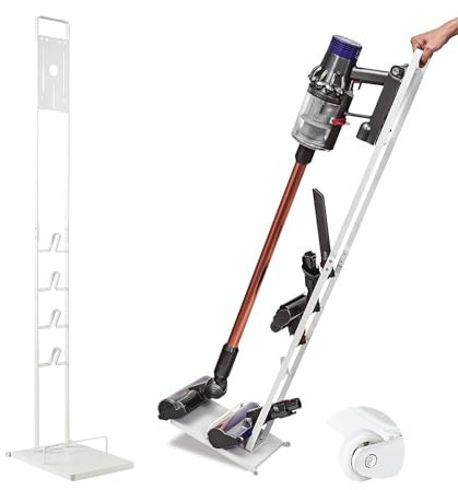 Soporte de Aspiradora Compatible con Dyson V15 V12 V11 V10 V8 V7 V6 - DC45/ DC35/ DC58/ DC59/ DC62/ DC74- Organizador de Almacenamiento de Suelo con Ruedas Sin perforar la Pared.