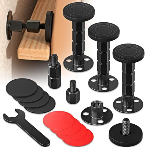 4PCS Adjustable Threaded Bed Frame Anti-Shake Tool, Upgraded Headboard stoppers with Free Furniture Pads, Easy Installation Bedside Anti-Shake Tool for Headboards, Cabinets and Sofas, 1.18-4.13in