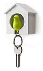 Wall Bird House Keychain Holder Lover Sparrow House Key Ring Holder Birdhouse Nest Whistle Key Holder Hook Keychain for Home Living Room Decor(green)