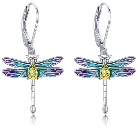 POPLYKE Libelle/Katze Hund Pfote Print/Sonnenblume/Eule/Perle für Damen 925 Sterling Silber Dangle Drop Ohrringe Schmuck für Damen