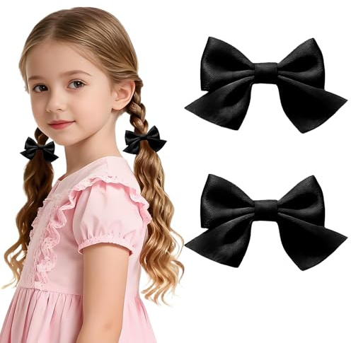 Kzouenzu Haarschleifen Clips [2 Stück], Schleife Haarspangen Accessoires, Haarspange Für Mädchen, Haarschmuck, Mode, Mädchen, Haarschmuck, Frauen, Weihnachten [Schwarz]