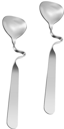 UTHCLO 2stücke Edelstahl Dessertlöffel Und Eislöffel Mit Gebogenem Griff Puddinglöffel Und Party-kaffeelöffel Praktischer Hängelöffel Und Rührlöffel Für Küche Und Party