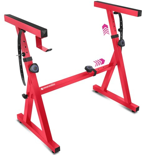 Liquid Stands Piano Keyboard Stand - Z Style Adjustable and Portable Heavy Duty Music Stand for Kids and Adults -Fits 54-88 Key Electric Pianos - Sturdy Musical Keyboard Stand (Red)