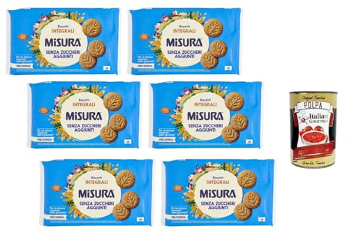 Italian Gourmet Vollkornkekse ohne Zuckerzusatz – 6 x 280 g, knusprige Frühstückskekse aus Vollkornmehl, ideal zu Kaffee & Tee, Snack für unterwegs, Großpackung Vorrat + Italian Gourmet Polpa