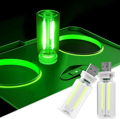 joonnair 2 Retro Autolampe Grün, USB Beleuchtung Atmosphäre Langes Drücken zum stufenlosen Dimmen für Auto USB Innenbeleuchtung, Schlafzimmer, Schreibtisch, Camping