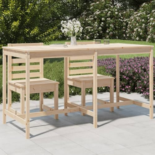 fadaoet Gartentisch aus massivem Kiefernholz 203,5x90x110 cm Stabiler Outdoor Holztisch Gartenmöbel für Terrasse Balkon mit natürlicher Holzmaserung und rustikalem Design