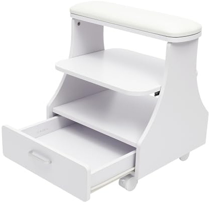 Pédicure Pied Rest,Repose pieds de pédicure à roulettes,Rangement Mobile 3 Niveaux Tiroir,Chariot de Spa Portable,Roulettes Verrouillables, MDF Robuste, 50kg,Salon Ongles Spa Institut,Blanc