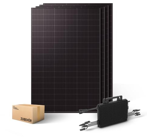Kleines Kraftwerk 2000W Balkonkraftwerk Komplettset – 0% VAT für Privatkunden – 1600W Wechselrichter mit WiFi & Bluetooth, 4× 500W bifaziale Solarmodule, 5 m Kabel – Solaranlage