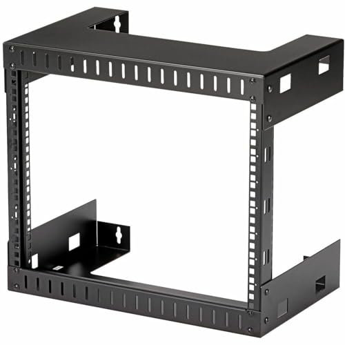 StarTech.com 2-Post 8U Heavy-Duty Wall-Mount Network Rack, 19 Open Frame Server Rack, 12 Deep, Wall Mount Data Rack for IT / AV / Patch Panel / Computer Equipment (RK812WALLO)