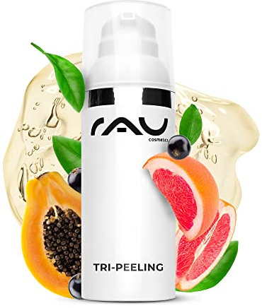 RAU Cosmetics Peeling Gesicht Enzympeeling & Fruchtsäurepeeling Tri-Peeling 50 ml - Gesichtspeeling mit Papaya & Weißer Tee - Anti-Aging, Tiefenreinigung, Anti-Pickel - Aufhellung von Pigmentflecken