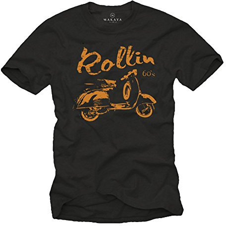 MAKAYA Scooter Roller T-Shirt für Herren - Rollin 60`S - Größe S-XXXXXL