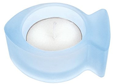 Teelichthalter HELLBLAU in Fischform als kleines Geschenk