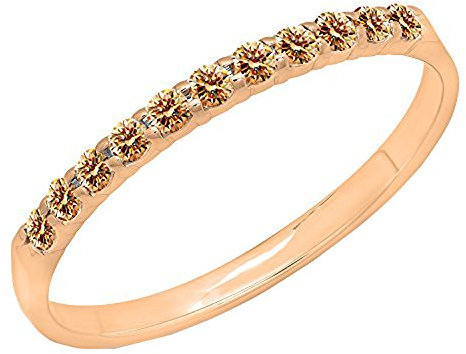 Dazzlingrock Collection 0.20 Carat (ctw) 18K Gold Round Champagne Diamond Ladies Wedding Ring Stackable Band 1/5 CT, Rose Gold, Champagne Diamond