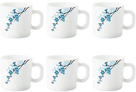 Larah by Borosil Mimosa Opalware Tassen-Set, 6-teilig, weiß, 180 ml