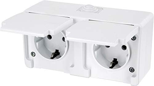 Aufputz Doppel-Steckdose IP54, All-in-One, Serie G1 reinweiß