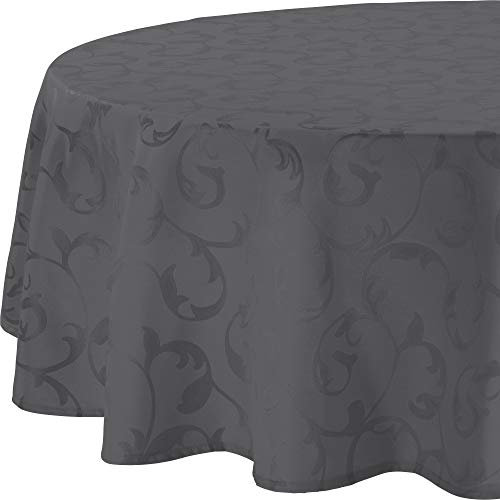 Erwin Müller Tischdecke Greven abwaschbar anthrazit Größe rund: 160 cm Ø