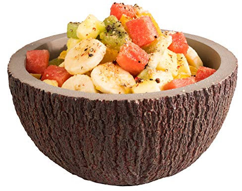APS 30020 Bol Coconut, bol de coco, Ø 18 cm, H: 9,5 cm, bol para cereales, ensalada, sopera, hormigón con parte inferior que protege los muebles, marrón, gris, 1 litro