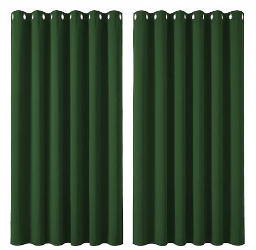 Deconovo Green Curtains Thermal Insulated Eyelet Blackout Curtains for Bedroom 90 x 108 Inch Forest Green Two Panels