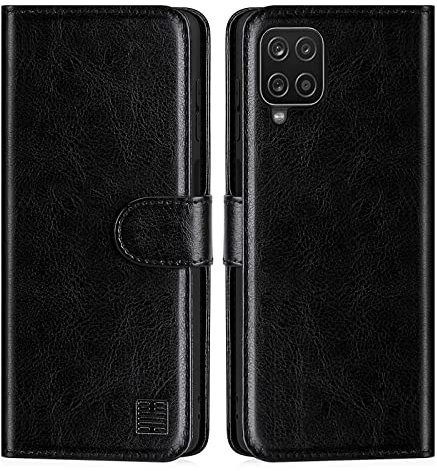 32nd Book Wallet PU Leather Flip Case Cover For Samsung Galaxy A12 (2021), Design With Card Slot and Magnetic Closure - Black