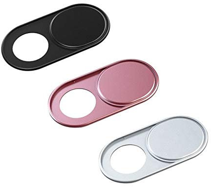 Set di 3 cover per fotocamera e webcam Slider in metallo, cover per cellulare, tablet, laptop, protezione privacy (nero)