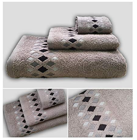 Energy Colors Textil-Hogar Juego de Toallas Baño 3 Piezas 1 Ducha 1 Mano 1 Cara 100% Algodón Ligeras y Absorbentes (Asir Gris)