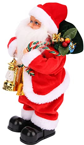AIMMIE Giocattolo Elettrico di Babbo Natale con Zaino Musicale Che agita Decorazioni per Feste Natale, Regalo di Capodanno