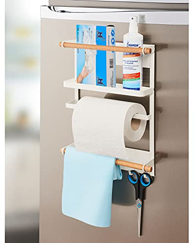 Magnet Kühlschrank Regal in weiß - ca. 34 x 24,5 cm - Gewürzregal Hängeregal Rollen Halter Ablage magnetisch
