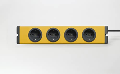 BODO Design Auminium - Ciabatta elettrica a 4 prese, laccata, colore giallo curry, cavo da 1,5 m