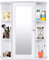 GOPLUS Armoire Murale pour Salle de Bain avec Grande Espace de Stockage, Porte avec Miroir, Matériaux Ecologiques, Plusieurs Tablettes de Différentes Tailles (60 x 17 x 70cm, Blanc)