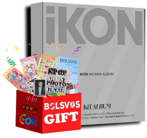 iKON - FLASHBACK [KiT ver.] (4th Mini Album) Album+BolsVos K-POP eBook (21p), 3EA BolsVos Stickers for Toploader, Photocards