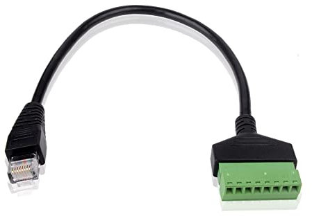 euroharry Connettore a molla da RJ45 a 8 pin, RJ45 maschio a 8 pin, cavo adattatore per blocco terminale, RJ45, connettore a vite, cavo nero