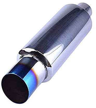 Aublinto Auto Auspuff Schalldämpfer,2 Einlass 3 Auslass Auspuffspitze Verbrannter Schalldämpfer Auto Auspuffrohre Universal Schalldämpfer aus Poliertem Edelstahl